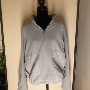 Light Blue Half-Zip Bomber Sweater